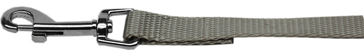 Gray dog leash with metal clip on a white background