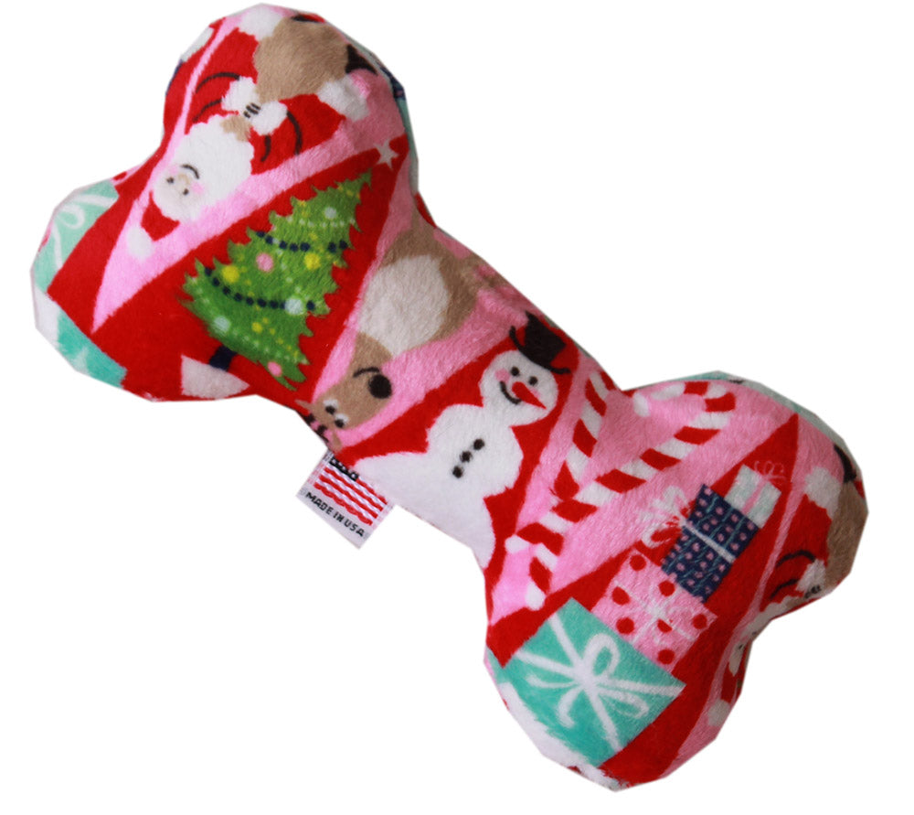 Pet and Dog Plush 6" Bone Toy, "Happy Holidays Group"