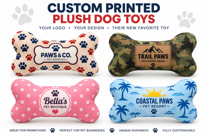 Custom Printed American Made Plush Dog Bone Toy