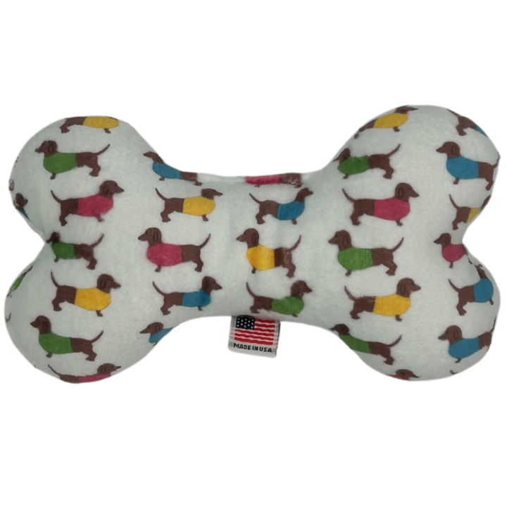 Pet and Dog Plush Bone Toy, "Doxie Collection" Four Design