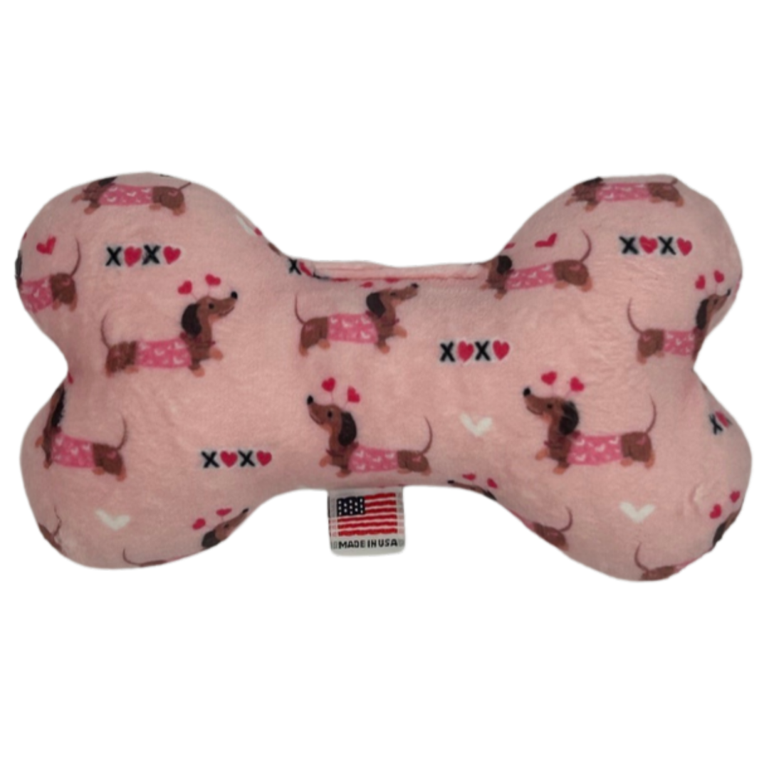 Pet and Dog Plush Bone Toy, "Doxie Collection" Four Design