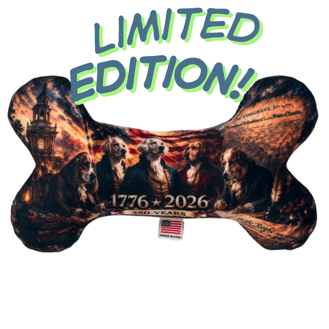 Pet and Dog Plush Bone Toy, "American Series" Three Limited Edition Patterns!