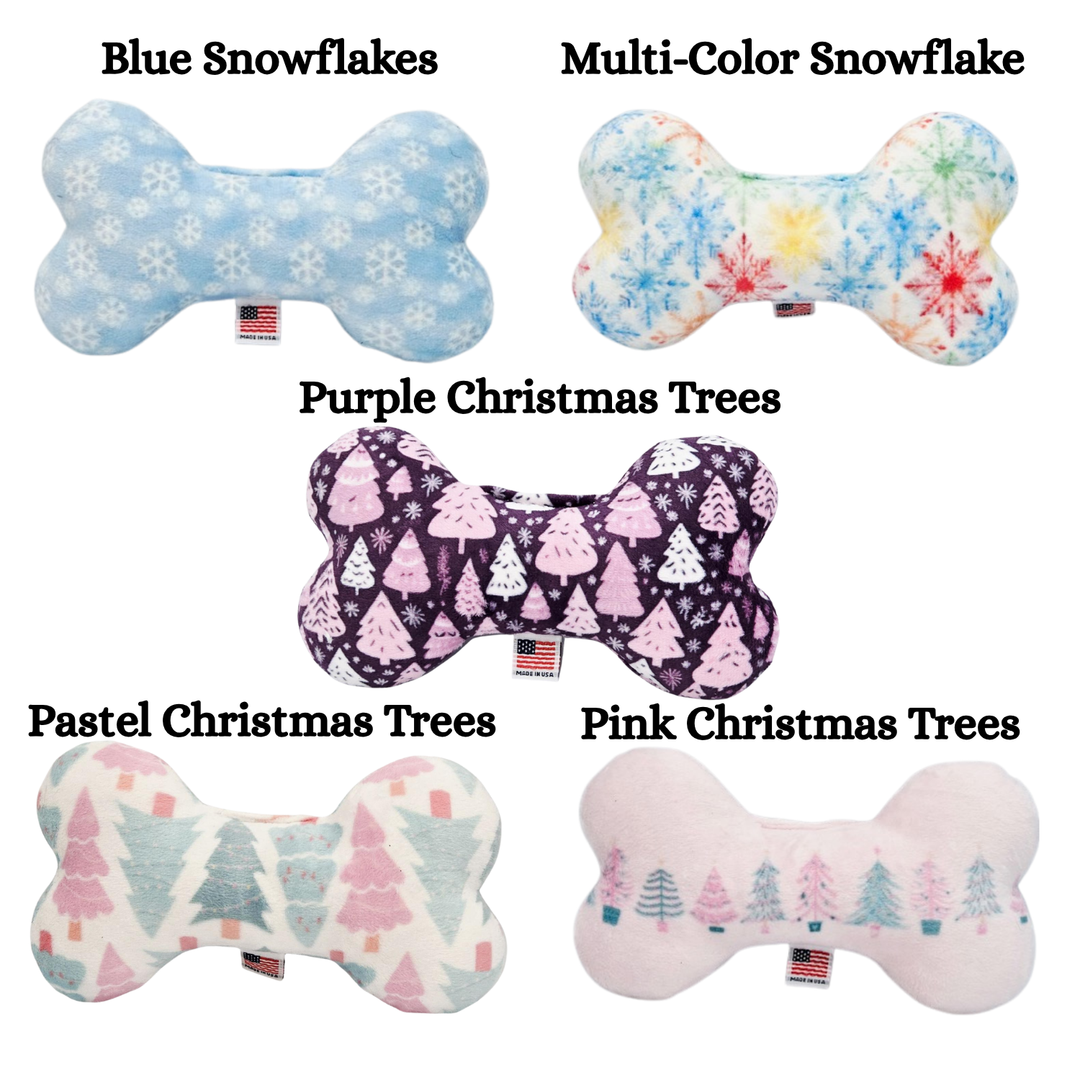 Pet and Dog Plush Bone Toy, "Pastel Christmas"