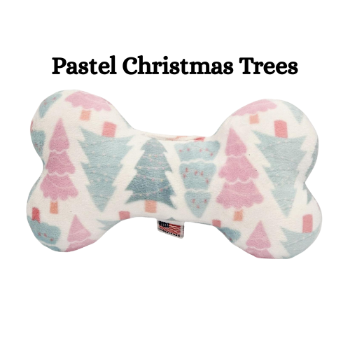 Pet and Dog Plush Bone Toy, "Pastel Christmas"