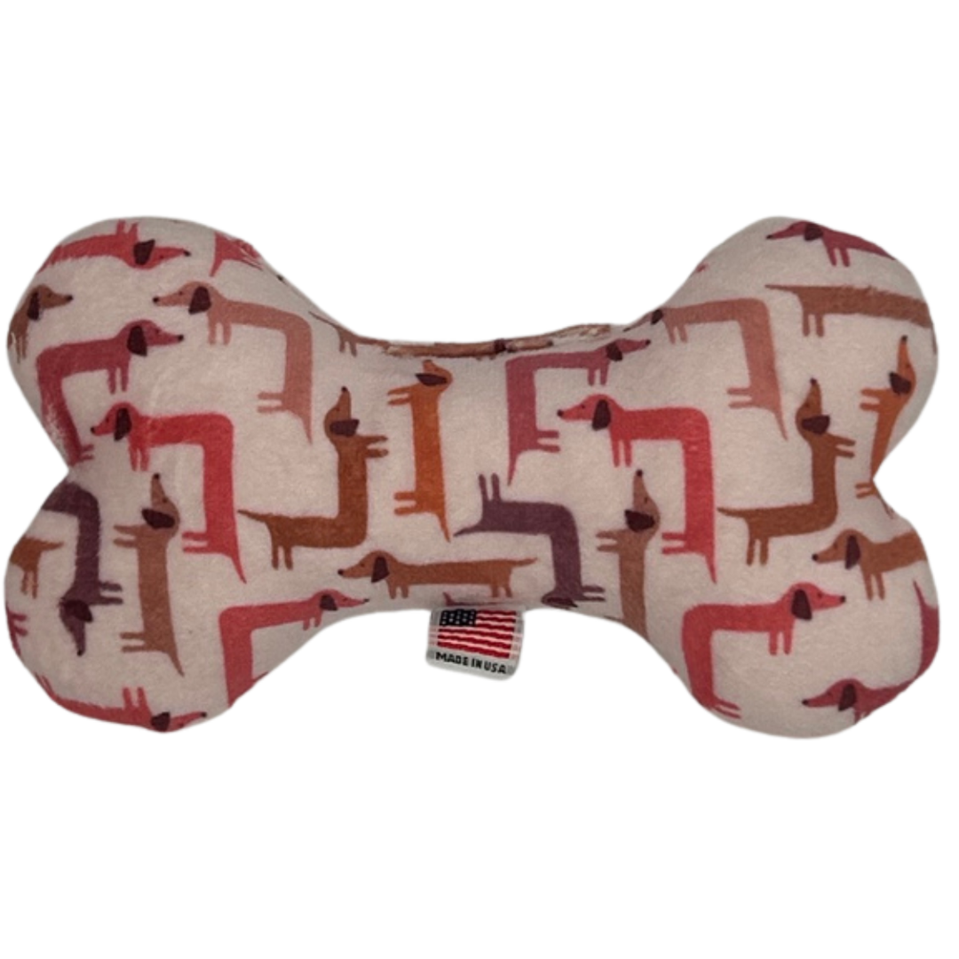 Pet and Dog Plush Bone Toy, "Doxie Collection" Four Design