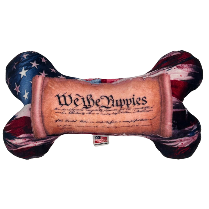 Pet and Dog Plush Bone Toy, "American Series" Three Limited Edition Patterns!