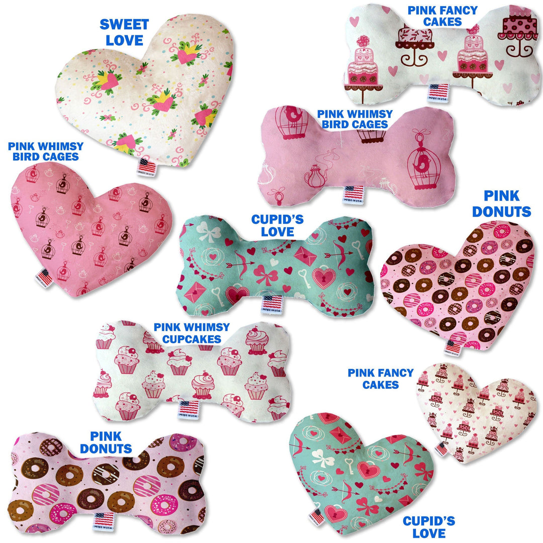 Valentine's Day Pet & Dog Canvas or Plush Heart or Bone Toy, "Sweet Love Group" (Available in different sizes and 6 pattern options!)