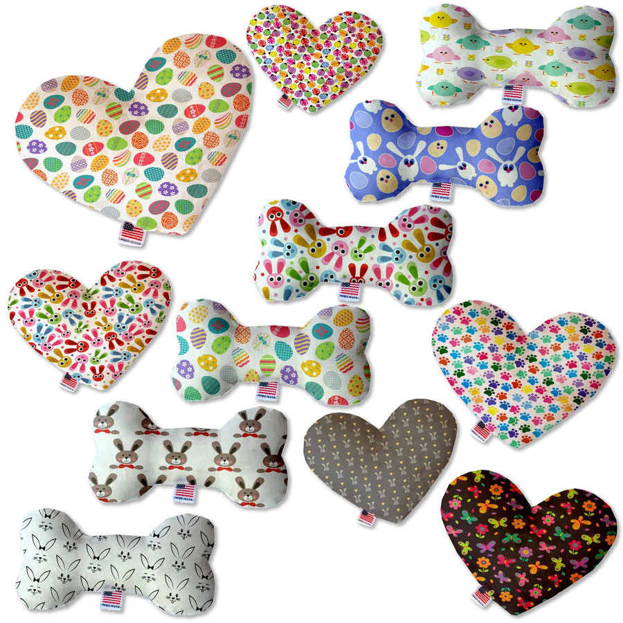 Pet and Dog Canvas or Plush Heart or Bone Toy, "Easter Group" (Available in different sizes, and 10 different pattern options!)