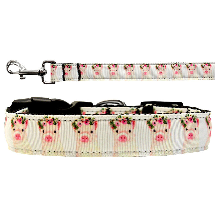 Pet Dog & Cat Nylon Collar or Leash, &quot;Pretty Baby Pigs&quot;