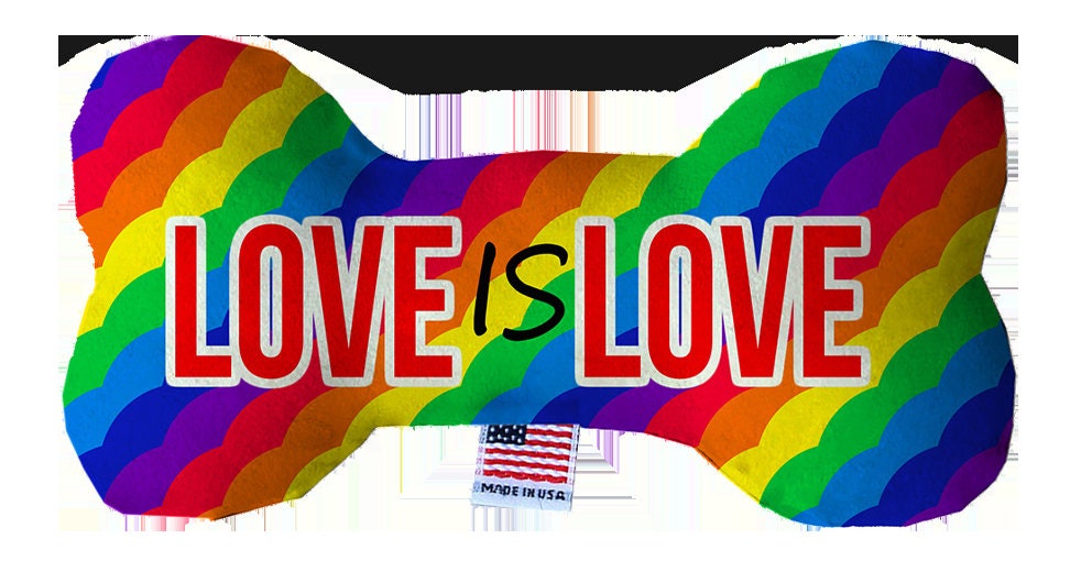 Pet and Dog Canvas or Plush Heart or Bone Toy, "Rainbow Pride Group" (Available in different sizes, and 7 different pattern options!)