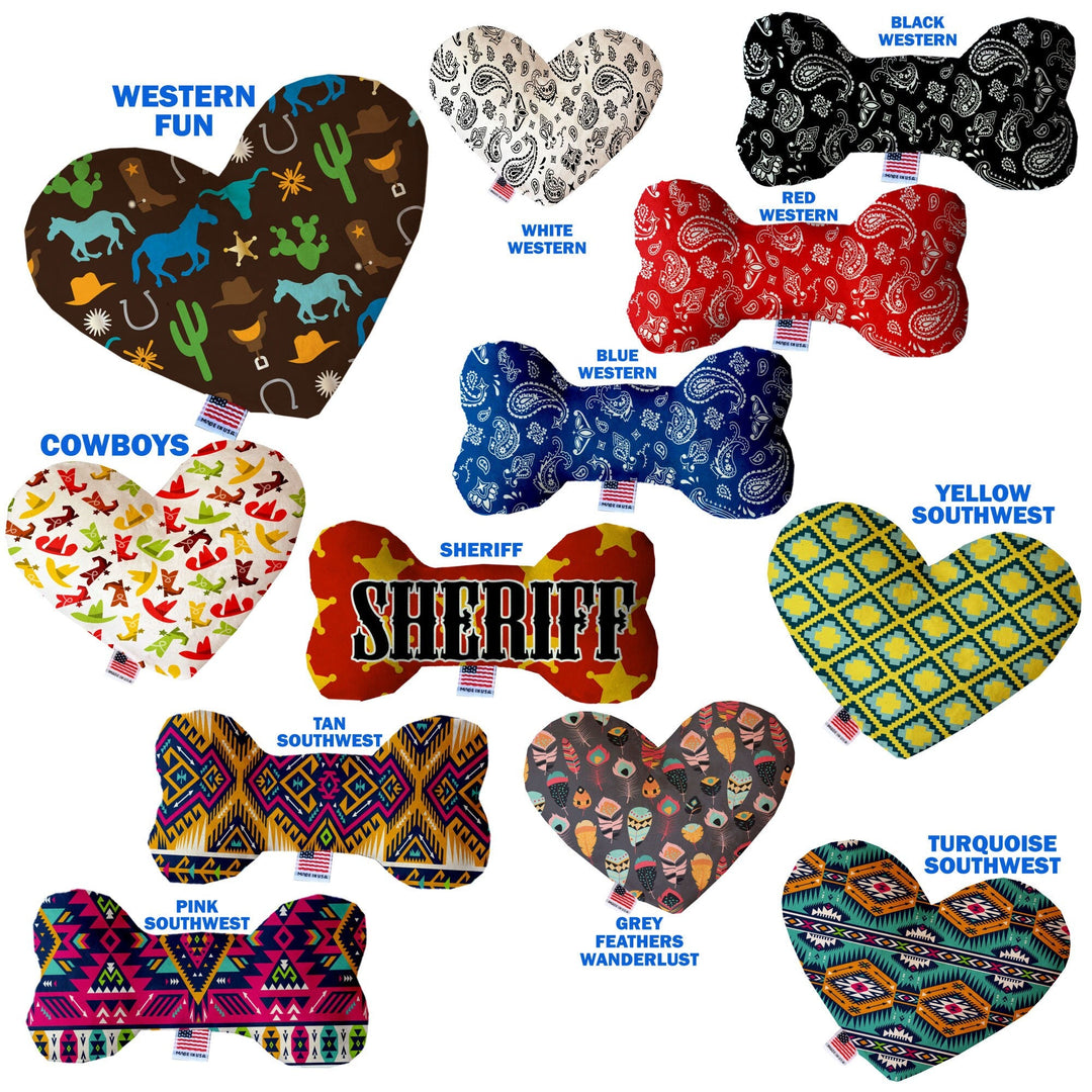 Pet and Dog Canvas or Plush Heart or Bone Toy, "Southwestern Group" (Available in different sizes, and 12 different pattern options!)