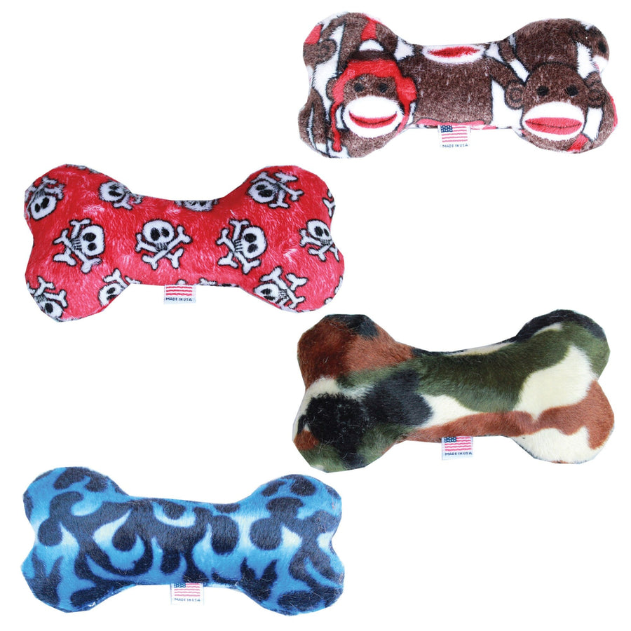 Pet and Dog Plush 6" Bone Toy, "Good Boy Group" (Available in 4 different pattern options!)