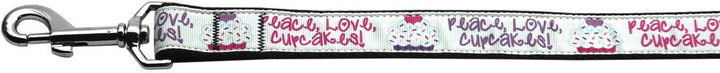 Pet Dog & Cat Nylon Collar or Leash, "Peace Love Cupcakes"