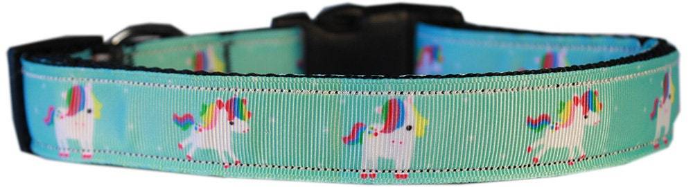 Pet Dog & Cat Nylon Collar or Leash, "Unicorn" *Available in Pink, Blue, Mauve or Aqua!*