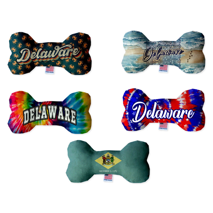 Pet & Dog Plush Bone Toys, &quot;Delaware State Options&quot; (Available in different pattern options)