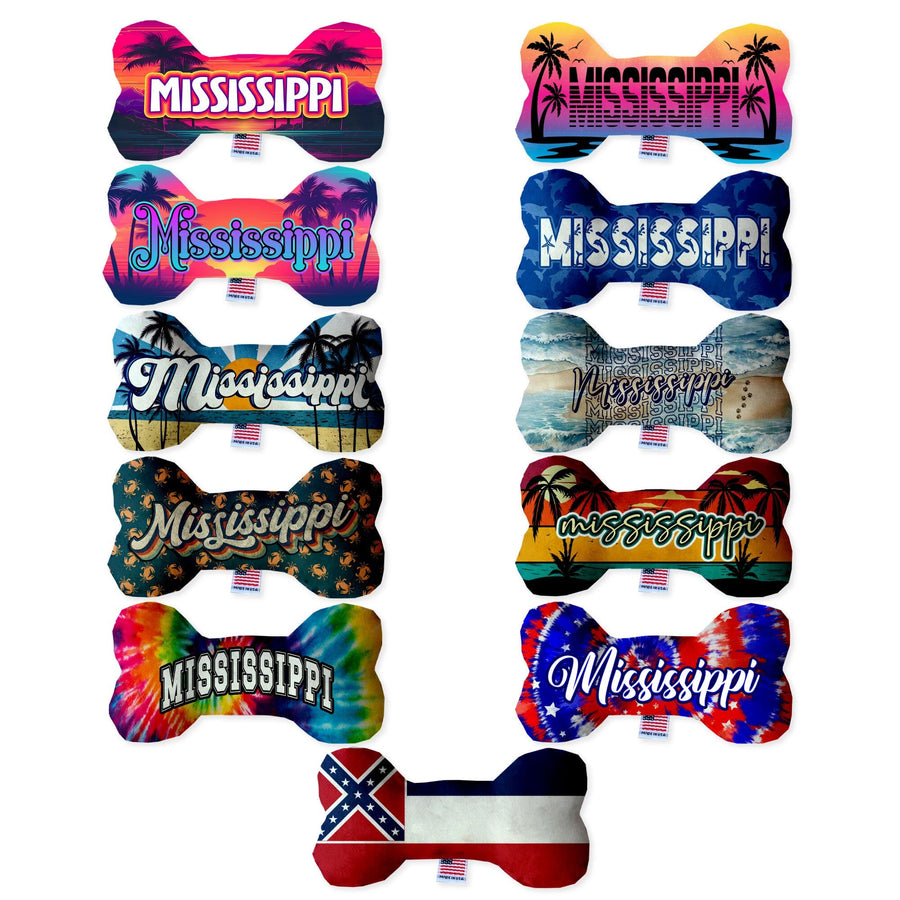 Pet & Dog Plush Bone Toys, &quot;Mississippi State Options&quot; (Available in different pattern options)
