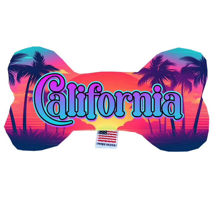 Pet & Dog Plush Bone Toys, "California Beaches" (Set 1 of 3 California State Toy Options, available in different pattern options!)