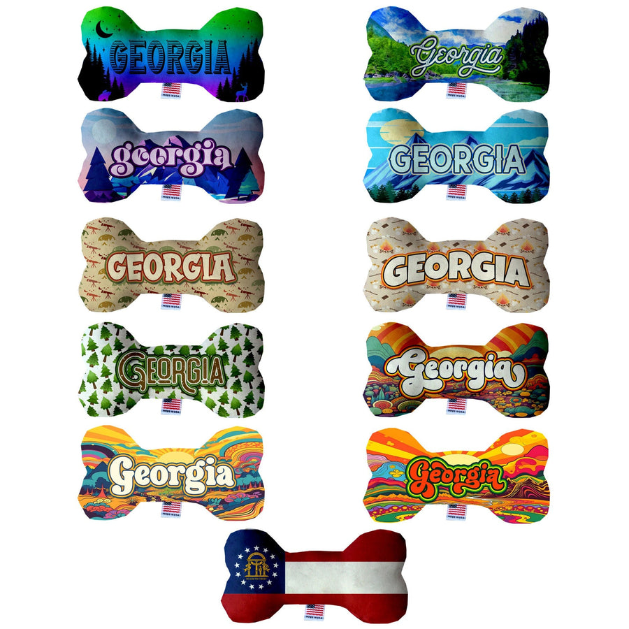 Pet & Dog Plush Bone Toys, &quot;Georgia Mountains&quot; (Set 2 of 2 Georgia State Toy Options, available in different pattern options!)