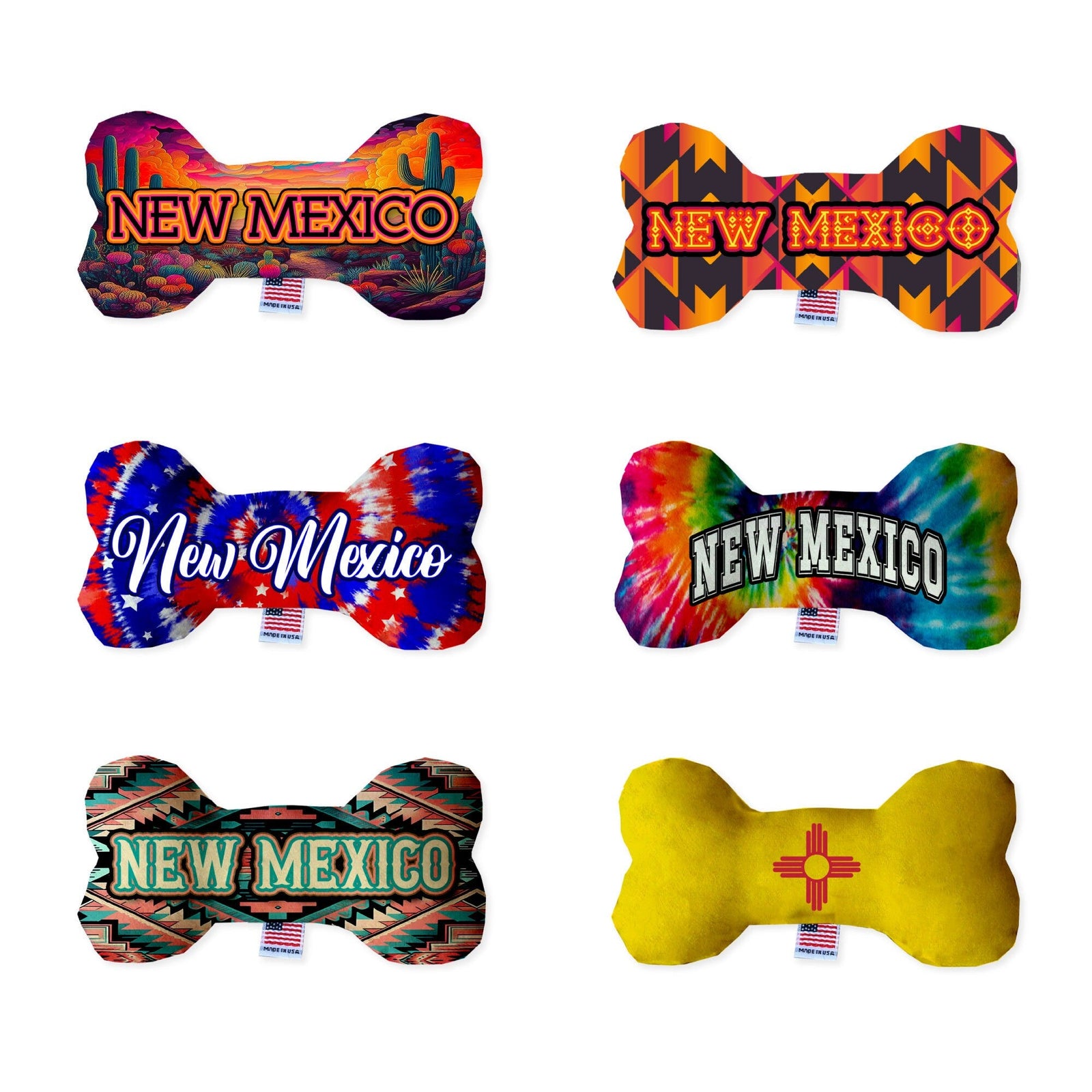 Pet & Dog Plush Bone Toys, "New Mexico Desert" (Set 1 of 2 New Mexico State Toy Options, available in different pattern options!)
