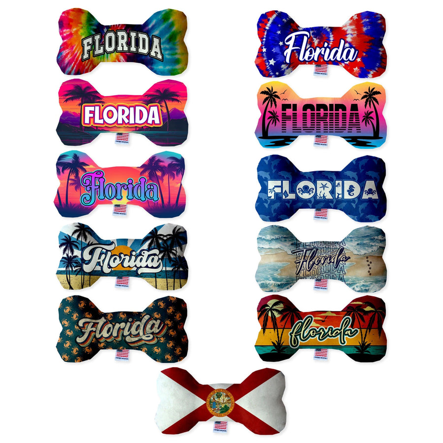 Pet & Dog Plush Bone Toys, &quot;Florida State Options&quot; (Available in different pattern options)