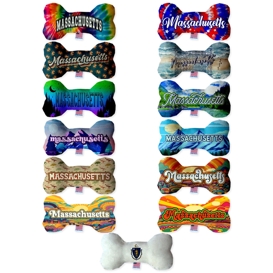 Pet & Dog Plush Bone Toys, &quot;Massachusetts State Options&quot; (Available in different pattern options)