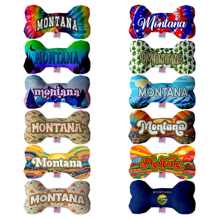 Pet & Dog Plush Bone Toys, &quot;Montana State Options&quot; (Available in different pattern options)