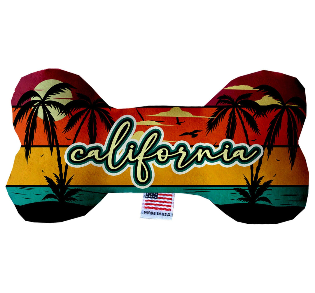 Pet & Dog Plush Bone Toys, "California Beaches" (Set 1 of 3 California State Toy Options, available in different pattern options!)