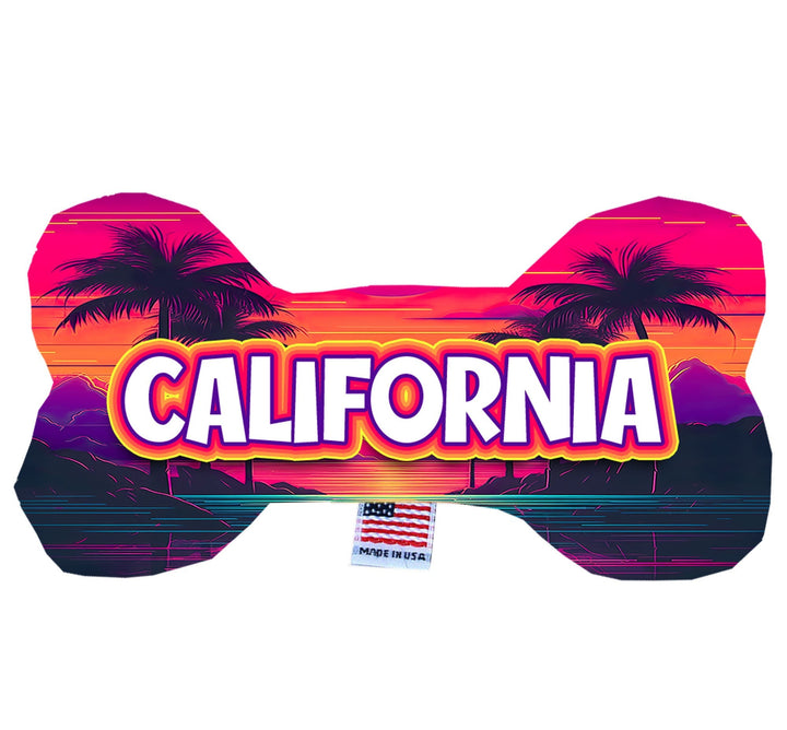 Pet & Dog Plush Bone Toys, "California Beaches" (Set 1 of 3 California State Toy Options, available in different pattern options!)
