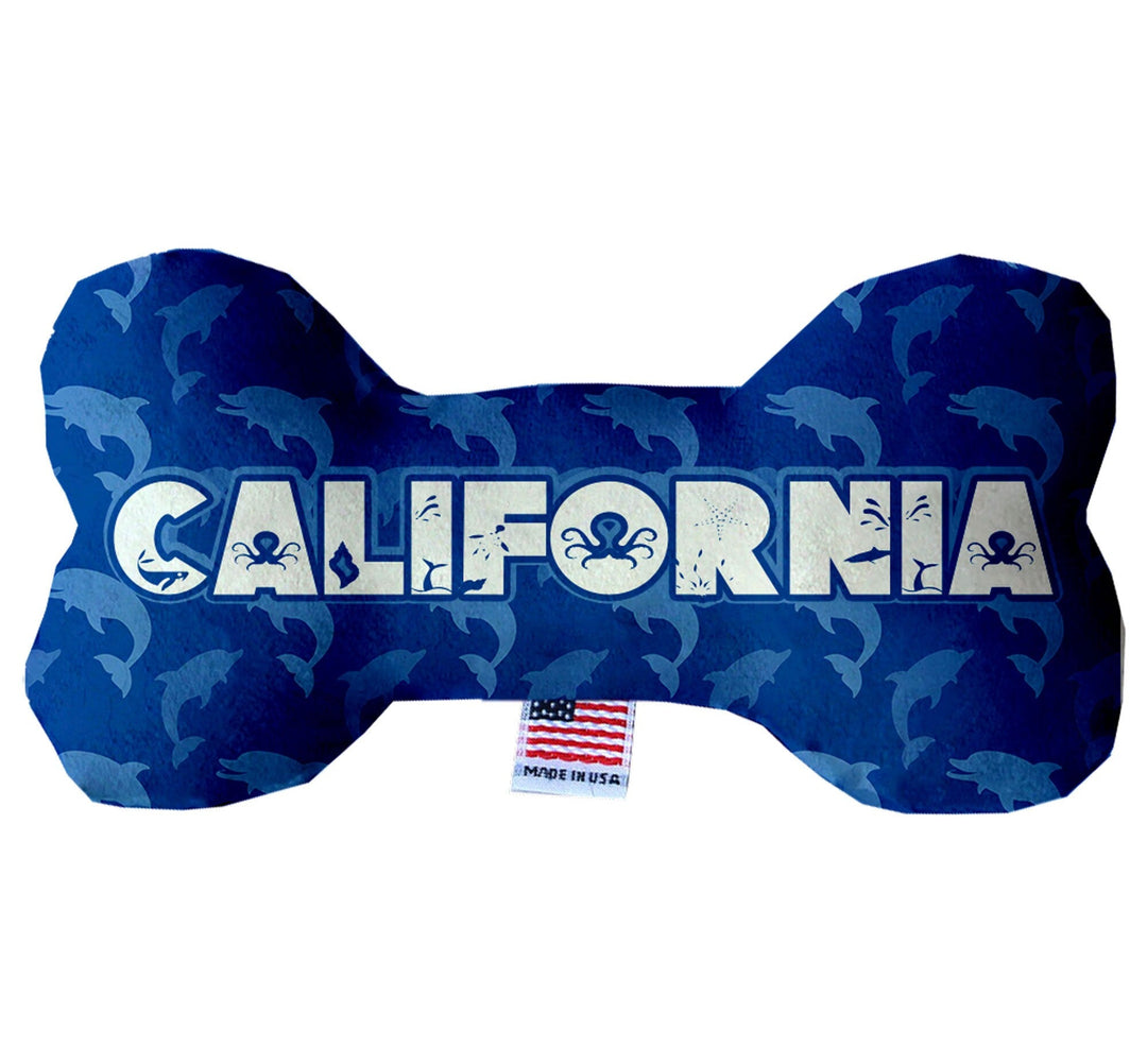 Pet & Dog Plush Bone Toys, "California Beaches" (Set 1 of 3 California State Toy Options, available in different pattern options!)