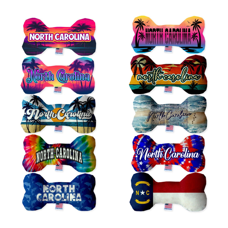 Pet & Dog Plush Bone Toys, &quot;North Carolina Coast&quot; (Set 2 of 2 North Carolina State Toy Options, available in different pattern options!)