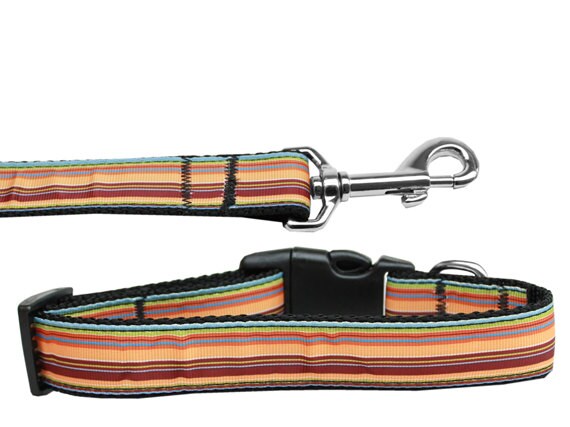 Pet Dog & Cat Nylon Collar or Leash, &quot;Autumn Stripes&quot;