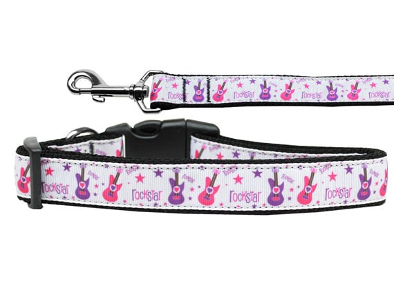 Pet Dog & Cat Nylon Collar or Leash, &quot;Rockstar&quot;