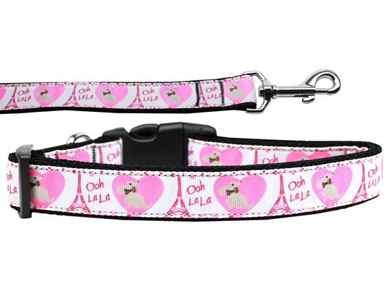 Pet Dog & Cat Nylon Collar or Leash, &quot;Oh La La Paris&quot;