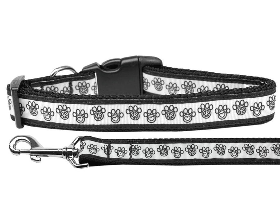 Pet Dog & Cat Nylon Collar or Leash, &quot;Peace Paw&quot;
