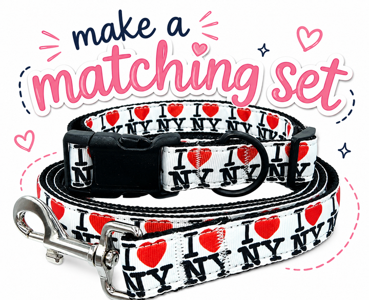 Pet Dog & Cat Nylon Collar or Leash, " I Love NY"